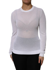 Dolce & Gabbana White Round Neck Long Sleeves Pullover Top