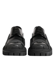 Dolce & Gabbana Black Patent Leather Trekking Derby Shoes