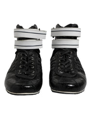 Dolce & Gabbana Black Quilted Leather Lace Up Sneakers Shoes