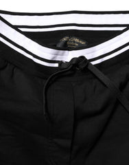 Dolce & Gabbana Black Cotton Mid Waist Jogger Pants