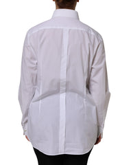 Dolce & Gabbana White Cotton Long Sleeves Collared Top Shirt