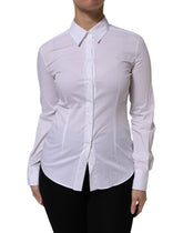Dolce & Gabbana White Cotton Collared Long Sleeves Top Shirt
