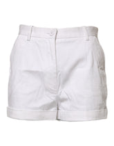 Dolce & Gabbana White Cotton Mid Waist Women Bermuda Shorts