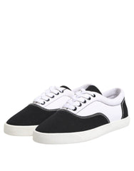 Dolce & Gabbana Black Cotton Canvas Lace Up Men Sneakers Shoes