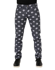 Dolce & Gabbana Dark Gray Logo Cotton Skinny Slim Denim Jeans