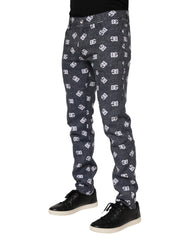 Dolce & Gabbana Dark Gray Logo Cotton Skinny Slim Denim Jeans
