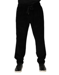 Dolce & Gabbana Black Cotton Men Jogger Sweatpants Pants
