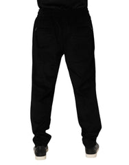 Dolce & Gabbana Black Cotton Men Jogger Sweatpants Pants