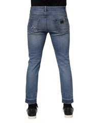 Dolce & Gabbana Blue Cotton Logo Plaque COMFORT Denim Jeans