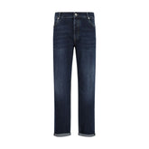 Brunello Cucinelli Blue Cotton Straight-Leg Jeans