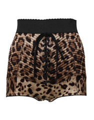 Dolce & Gabbana Brown Leopard High Waist Hot Pants Shorts