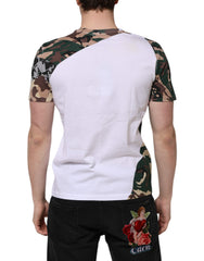 Dolce & Gabbana White Camouflage Cotton Men Crew Neck T-shirt