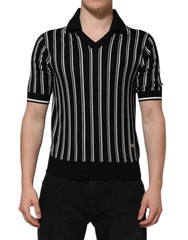 Dolce & Gabbana Black White Stripes Collared Polo T-shirt