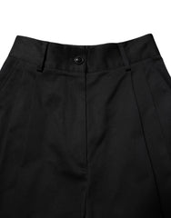 Dolce & Gabbana Black Cotton HighWaist Wide Leg Pants