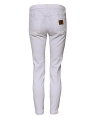 Dolce & Gabbana White Cotton Low Waist Skinny Denim Jeans