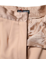 Dolce & Gabbana Beige Polyester Mid Waist Tapered Pants