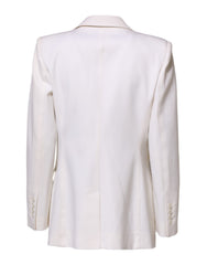 Dolce & Gabbana White Wool Single Breasted Women Coat Jacket