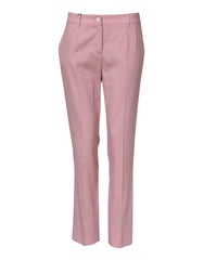 Dolce & Gabbana Pink Wool Mid Waist Tapered Pants