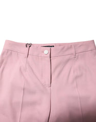 Dolce & Gabbana Pink Wool Mid Waist Tapered Pants