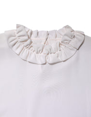 Dolce & Gabbana White Ruffled Neckline Blouse Pullover Top