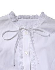 Dolce & Gabbana White Ruffled Lace Embellished Blouse Top