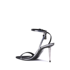 Tom Ford Silver Calf Leather Bos Taurus Stiletto Heel Sandals
