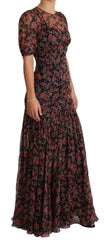 Dolce & Gabbana Black Floral Roses A-Line Shift Gown Dress