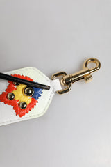 Dolce & Gabbana White Calfskin Raffia Embroidered Patchwork Shoulder Strap