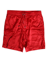 Dolce & Gabbana Red Nylon Drawstring Beachwear Shorts Swimwear