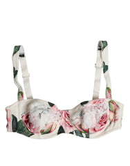 Dolce & Gabbana White Floral Balconette Underwired Bra Underwear