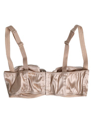 Dolce & Gabbana Biege Silk Underwired Balconette Bra Underwear