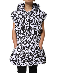 Dolce & Gabbana White DG Mania Hooded Sleeveless Puffer Jacket