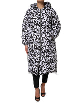 Dolce & Gabbana Black White DG Mania Hooded Long Coat Jacket