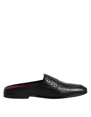 Dolce & Gabbana Black Calfskin Leather Slip On Loafers Shoes