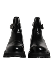 Dolce & Gabbana Black Belted DG Logo Men Chelsea Boots Shoes