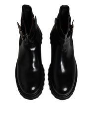 Dolce & Gabbana Black Belted DG Logo Men Chelsea Boots Shoes