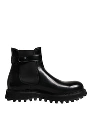 Dolce & Gabbana Black Belted DG Logo Men Chelsea Boots Shoes