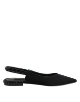 Dolce & Gabbana Black Crystal Charmeuse Slingback Shoes
