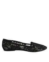 Dolce & Gabbana Black Taormina Lace Slip On Flats Shoes