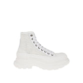 Alexander McQueen White Raffia High Top Sneakers