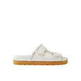 Bottega Veneta White Lamb Leather Flat Sandals