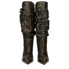 Amina Muaddi Green Leather Boots