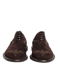 Dolce & Gabbana Brown Velvet Lace Up Oxford Dress Shoes