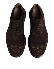 Dolce & Gabbana Brown Velvet Lace Up Oxford Dress Shoes