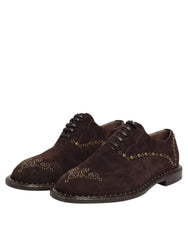 Dolce & Gabbana Brown Velvet Lace Up Oxford Dress Shoes