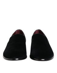 Dolce & Gabbana Black Velvet Loafers Formal Men Dress Shoes