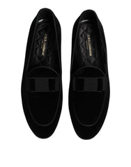 Dolce & Gabbana Black Velvet Loafers Formal Men Dress Shoes