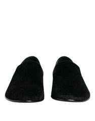 Dolce & Gabbana Black Jacquard Loafers Formal Men Dress Shoes