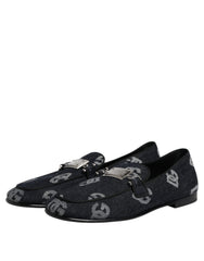 Dolce & Gabbana Blue Logo Cotton Loafers Formal Dress Shoes