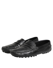 Dolce & Gabbana Black Leather Slip On Mocassin Loafer Shoes
